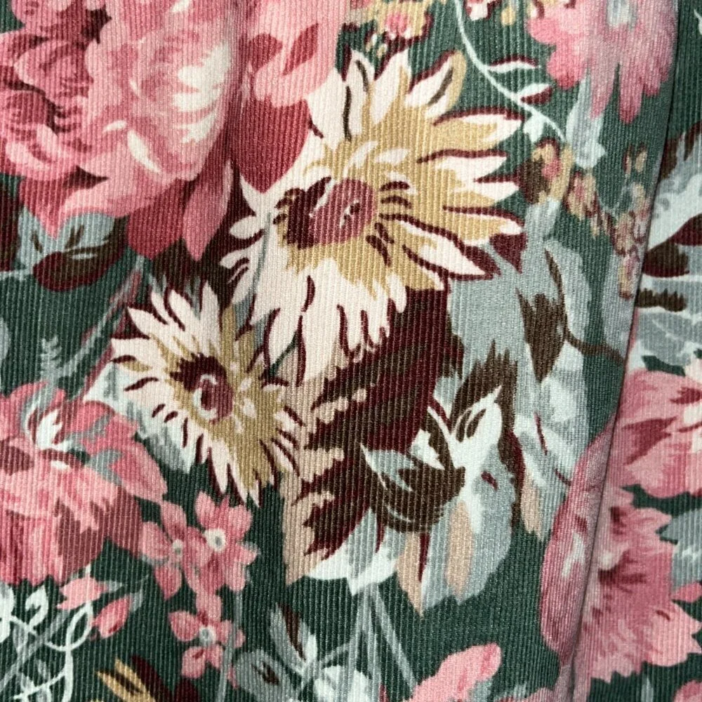 LAURA ASHLEY MADE IN GREAT BRITAIN NEW WITH TAGS FLORAL CORDUROY PENCIL SKIRT 14